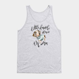 Dapple Doxie Mama, Chocolate in Blue Tank Top